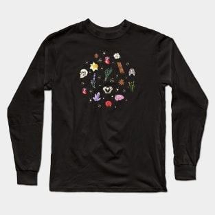 Anatomy and Flowers Pattern Transparent Long Sleeve T-Shirt